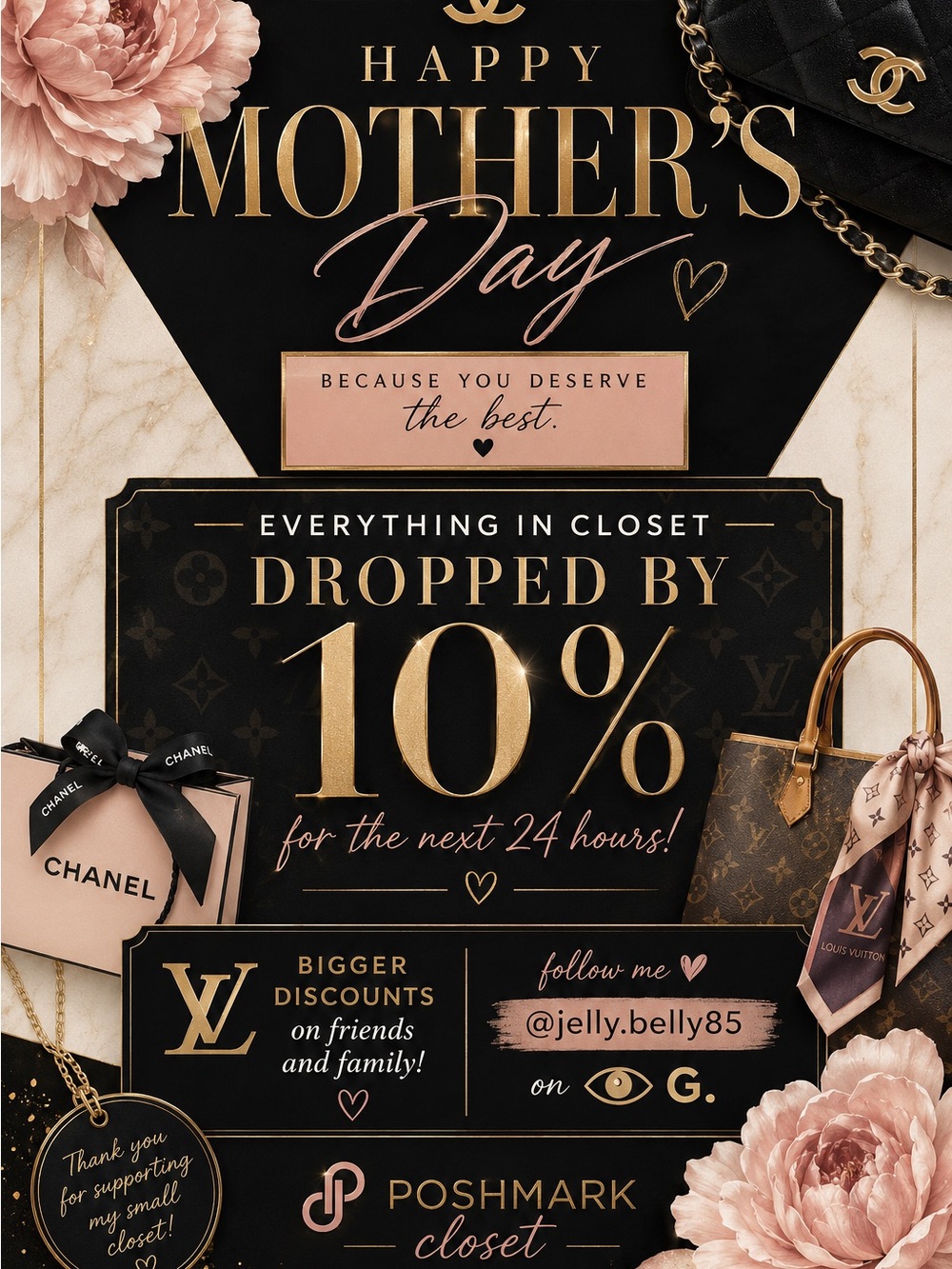 Luxury Designer Accessories Sale Graphic - Pink, Black & Gold